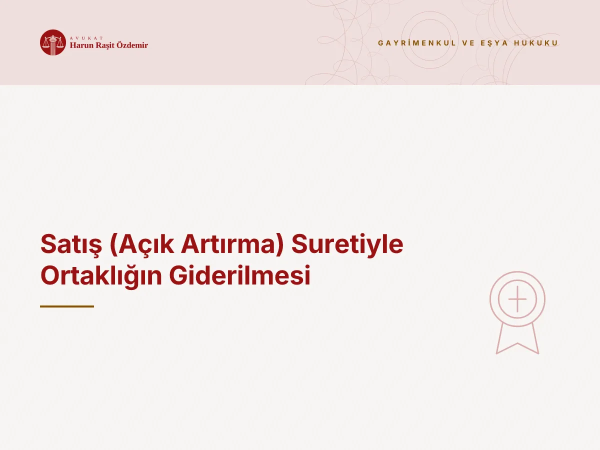 Satış (Açık Artırma) Suretiyle Ortaklığın Giderilmesi