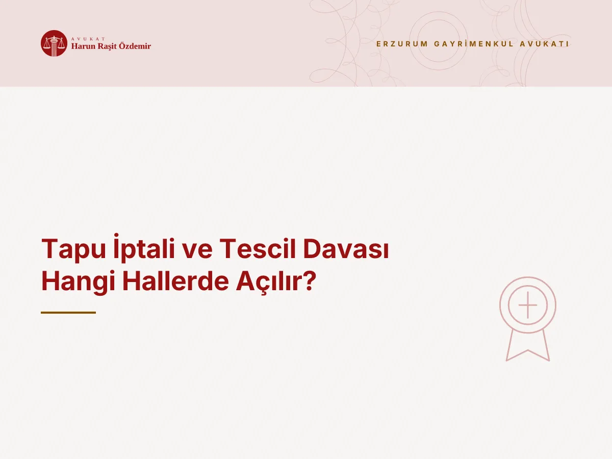 Tapu İptali ve Tescil Davası Hangi Hallerde Açılır?